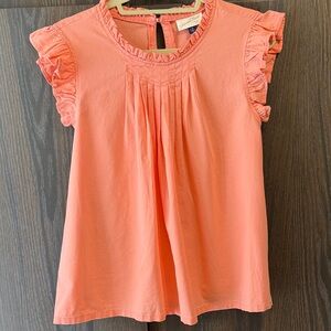 Coral Ruffled Pastel Blouse, New with Tags, Babydoll, Carefree, XL
